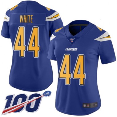 Los Angeles Chargers NFL Football Kyzir White Electric Blue Jersey Women Limited #44 100th Season Rush Vapor Untouchable